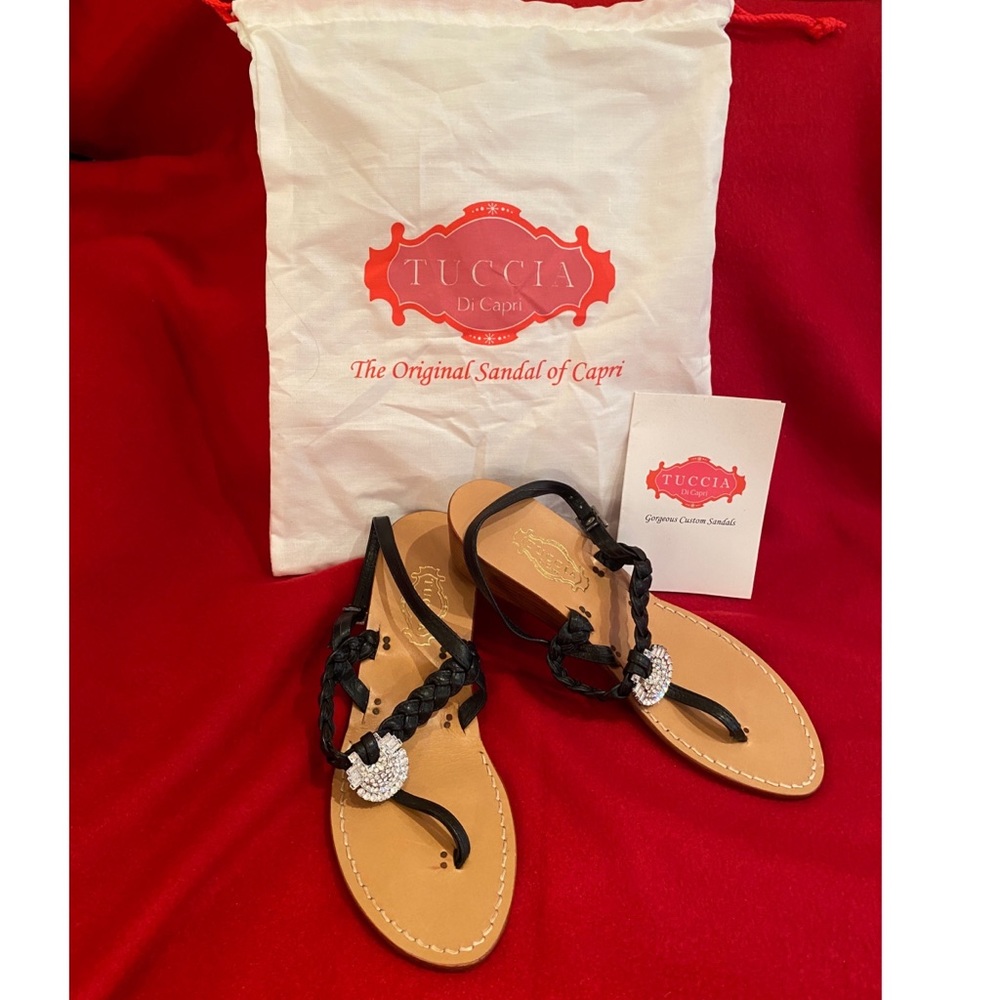 NEW 100% Leather Italian Jeweled Sandals